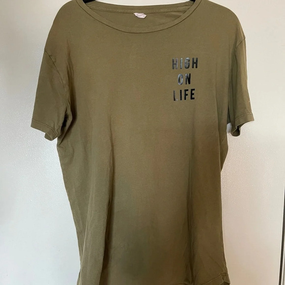 Vintage 1970s Upcycled Shirt  “high On Life” Art to wear top green black tunic - Picture 10 of 11